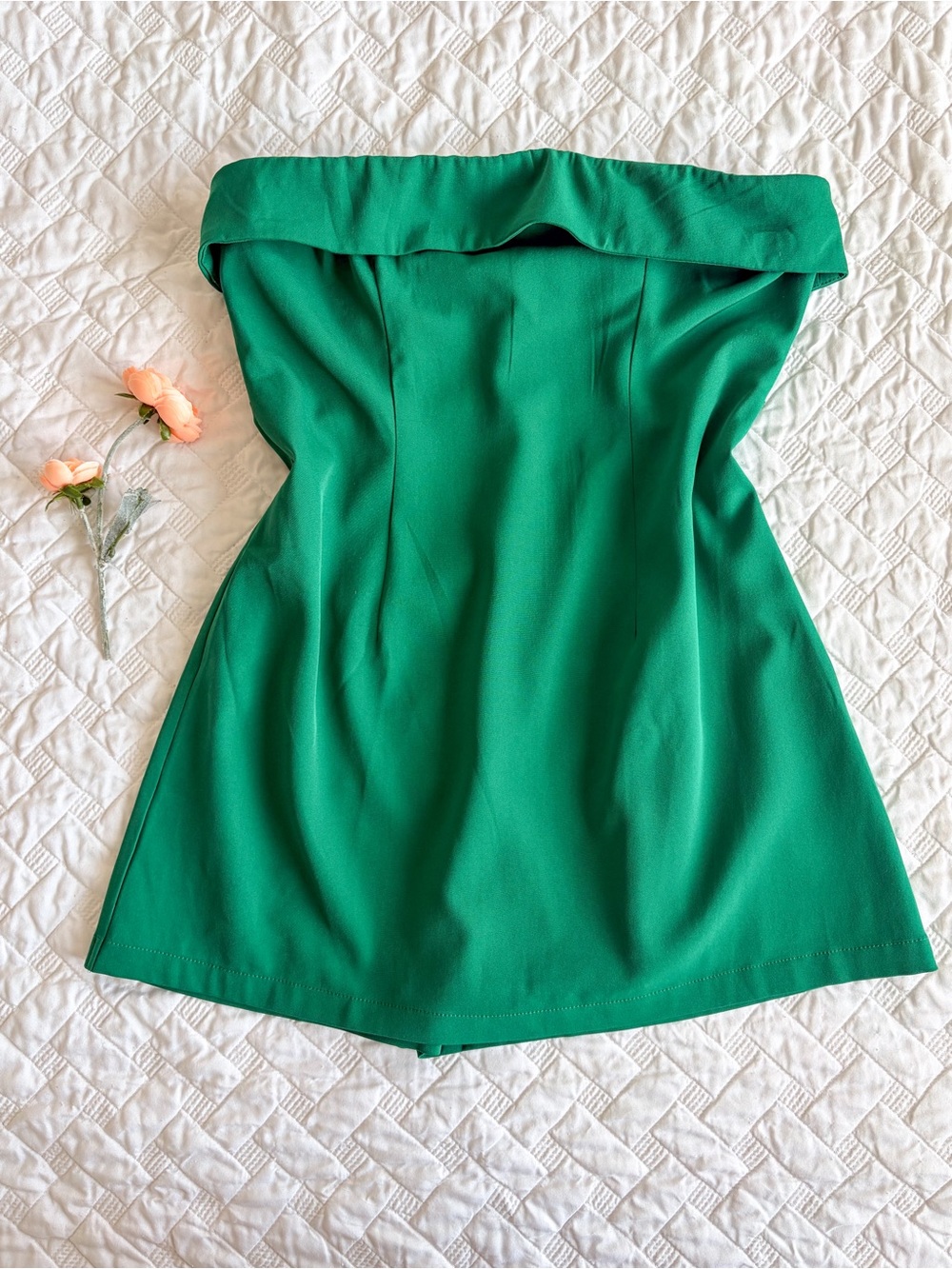Hello Molly Green Strapless Skort Romper Mini Dress US 8 AU 12